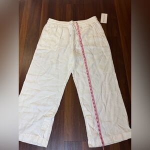 Athleta Wide Leg Linen Pant – White | XL | Lightweight Summer Pull-On NWT